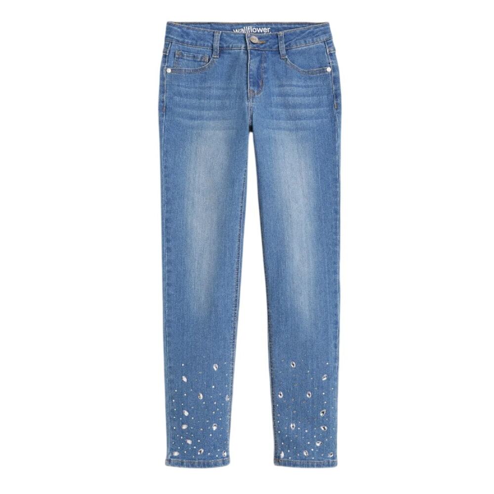 Wallflower Rhinestone Embellished Girls Jeans Size 8 NWT Sparkle Denim